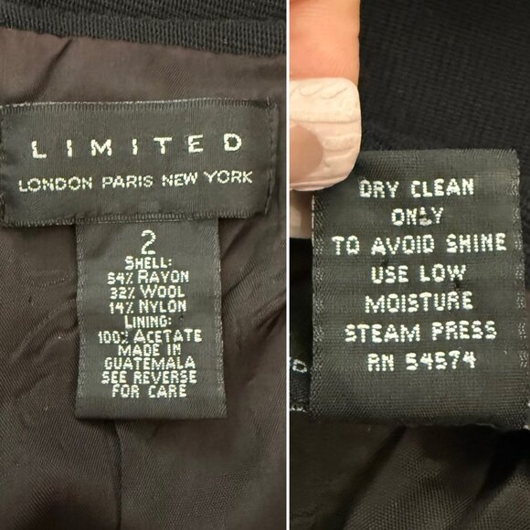 Limited Black Wool Blend Pencil Skirt Size 2 With Back Zipper and Slit - Picture 5 of 7